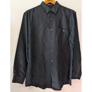 Brandini le Collezioni Shirt Mens Size M Medium Long Sleeve Button Up Black (928
